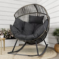 Shintenchi Wicker Egg Chair,Oversized Outdoor Indoor Rocking Chair, Large PE Rattan Rocking Chair with Cushion for Patio, Balcony, Backyard, Garden, Deep Grey