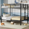 PVWIIK Queen Over Queen Bunk Bed with Guardrails,Black