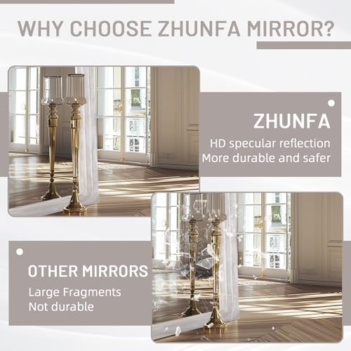 ZHUNFA Arched Full Length Mirror with Solid Wood Frame