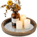Hanobe Round Wood Candle Holder Trays, Coffee Table Decor for Centerpieces