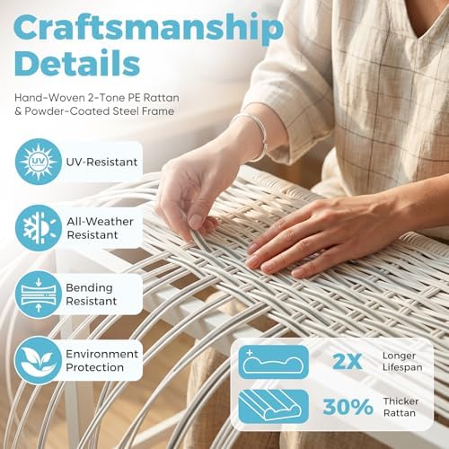 K Knowbody 6 Seats Outdoor Sectional Set, Rattan Sofa
