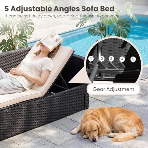 Devoko Patio Sofa,4 Pieces Outdoor Furniture Set,Wicker Sectional Couch