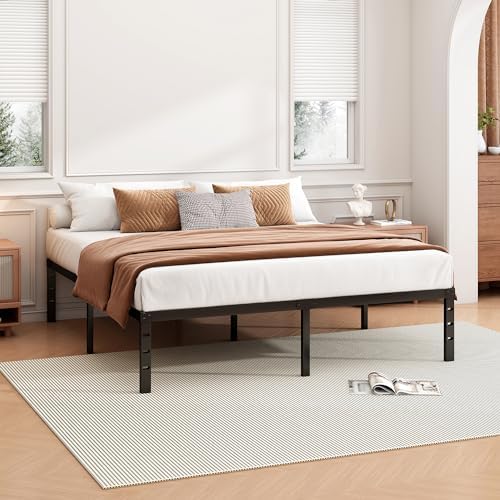 Hafenpo 18 Inch Queen Bed Frame, Under Bed Storage, Black