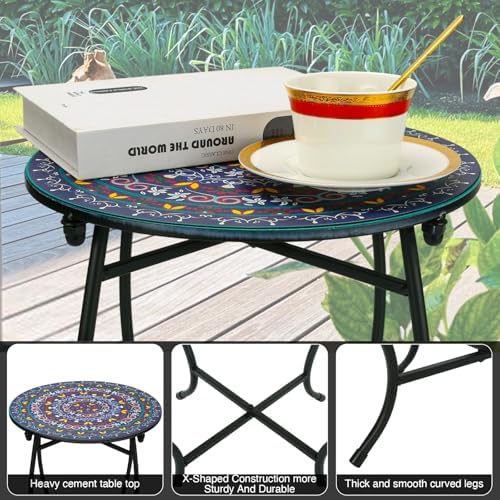 Indoor Outdoor Metal Round Side Table, Versatile 14" Round Metal End Table