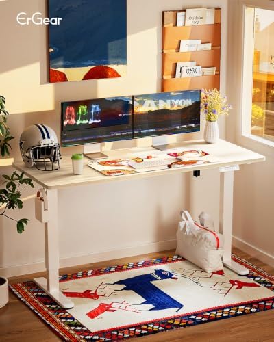 ErGear Height Adjustable Electric Standing Desk, 63 x 28 Inches Sit Stand up Desk, Memory Computer Home Office Desk, Natural