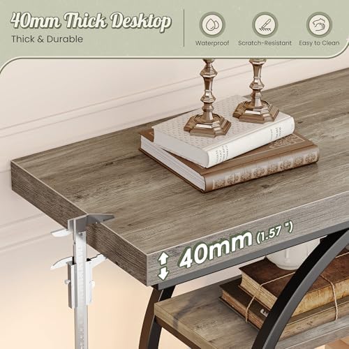 Huuger 47.2 Inch Entryway Table, Industrial Console Sofa Table with Storage