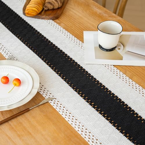 FEXIA Farmhouse Table Runner for Home Decor 12x90 Black Fall Home Decor