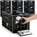Stackable Wine Rack for Cabinet,12-Bottle Crate, Set of 9, Black