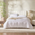 Nestl Upholstered Full Headboard - Easy Assemble Channel Stitched Headboard Full Size - Wall Mounted Headboards with 3D Soundproof Wall Panels Peel & Stick Floating Headboards, Off White