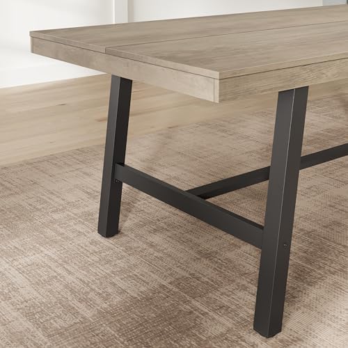 GarveeHome Industrial Dining Table for 6-8 People, 78.74" Long Large Kitchen Table with Sturdy Metal Frame, Rectangular Counter for Dinner, Kitchen, Dining Room (Grey, 79" Non-extendable)