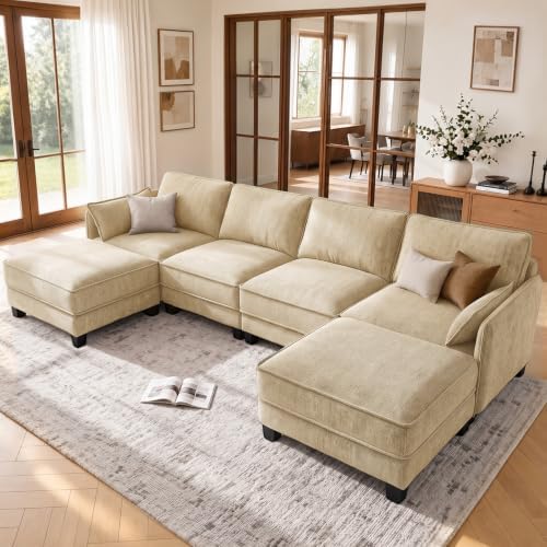 Modular Sectional U Shaped Couch, 116" Cloud Sofa for Living Room