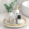AMH 10-Inch White Marble Lazy Susan with Gold Frame