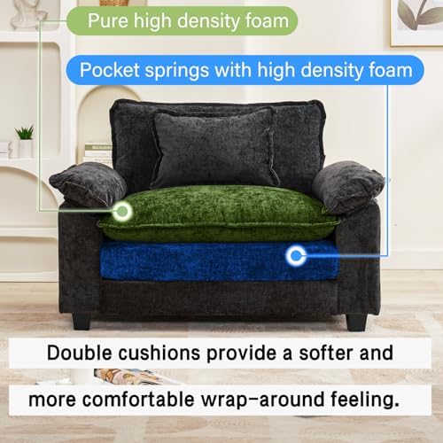 Oprisen 53" Modular Sectional Sofa, Comfy Single Sofa Deep Cloud Couch