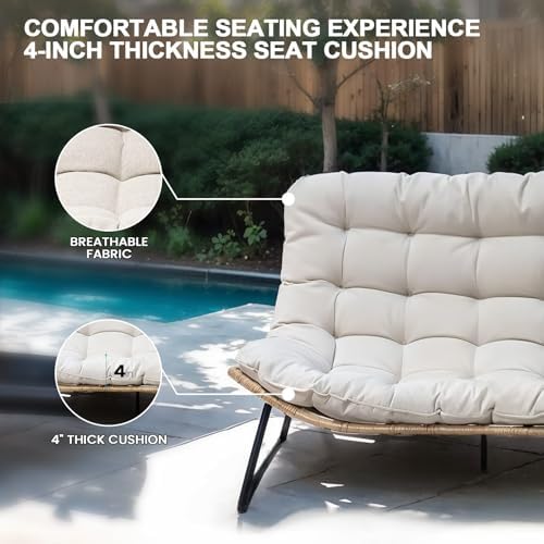 Crestlive Products Outdoor Loveseat, Outdoor Sofa Set (3PCS Beige)