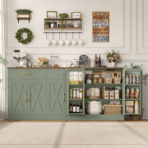 HOSTACK 71" W Kitchen Buffet Cabinet with Storage, Large Coffee Bar Cabinet