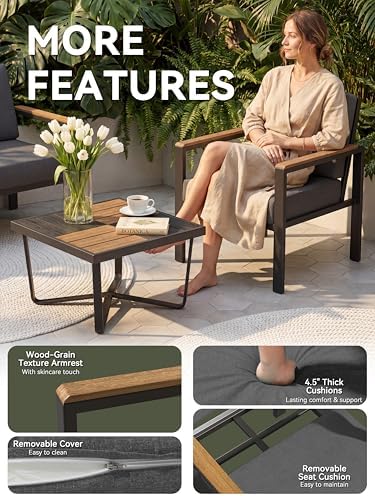 4-Piece Outdoor Patio Furniture Set with Coffee Table