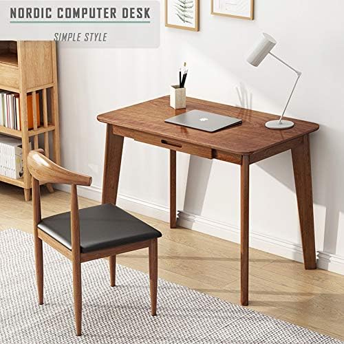 IOTXY Solid Wood Writing Desk - Home Office Laptop Computer Table, Walnut