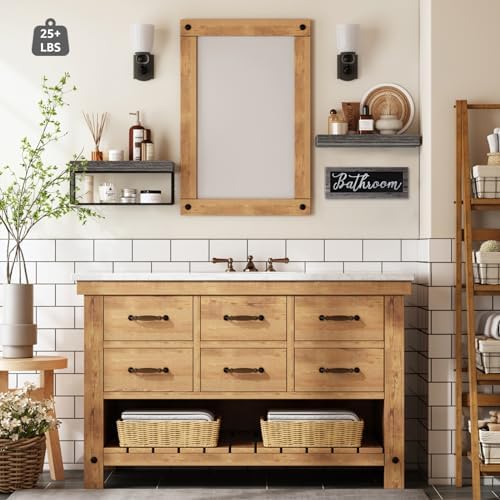 QEEIG ‎Bathroom Shelves with Decor Sign (Grey, 15.7")