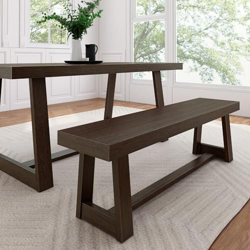 Plank+Beam Classic Dining Bench, 60 Inch, Walnut Wirebrush