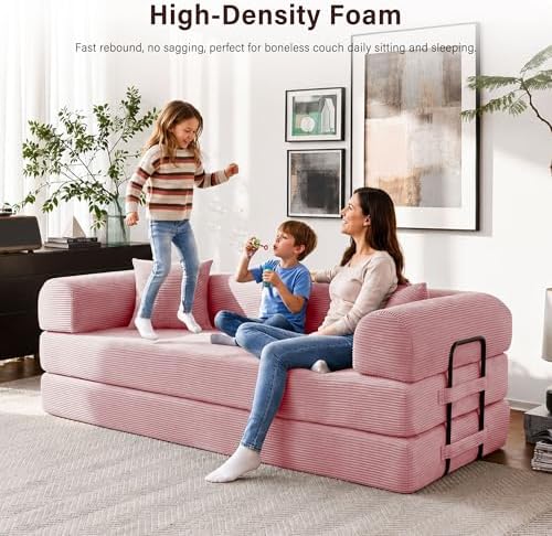 79" Convertible Sofa Bed, Boneless Sleeper Futon Couch for Living Room
