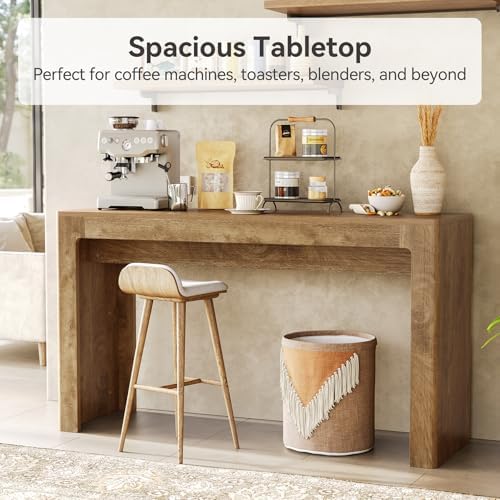 LITTLE TREE 63" Long Bar Table, Counter Height Pub Dining Table for 4-6, Modern Home Bar Unit, Rectangular High Top Table for Kitchen, Dining Room, Bistro, Balcony