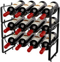 TONLEA Stackable Water Bottle Organizer Holder, Wine Rack,3-Tier 12 Bottles Wine Storage Cabinet Shelf, Wine Racks Countertop for Pantry,Kitchen