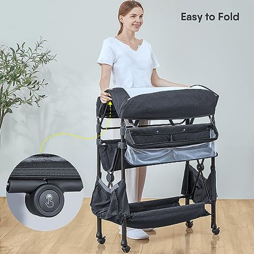 BabyBond Portable Baby Changing Table with 2 Storage Baskets (Grey)