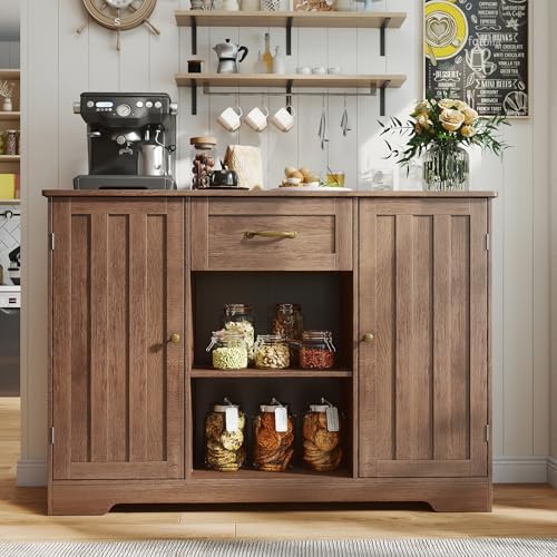 Gizoon 45" Kitchen Sideboard Buffet Cabinet with Storage, Dark Brown