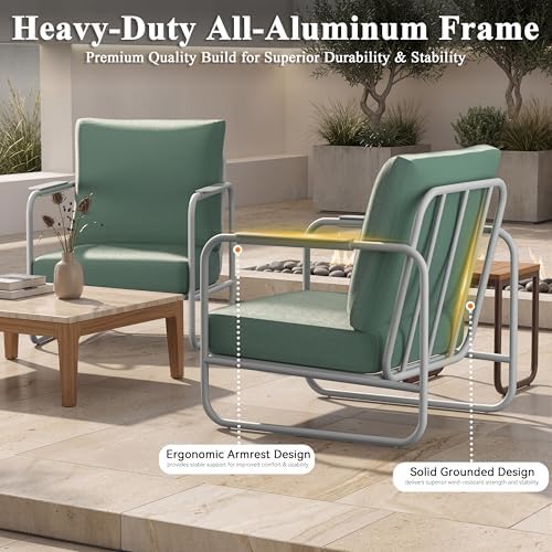 3 Pieces Aluminum Outdoor Patio Conversation Set with Ottomans