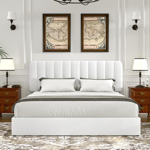 VECELO King Size Upholstered Bed Frame with 4 Drawers and Headboard, Velvet Platform Storage Bedframe, Wooden Slats Support, No Box Spring Needed,Snow-White