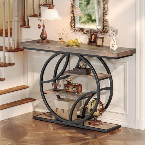 Huuger 47.2 Inch Entryway Table, Industrial Console Sofa Table with Storage