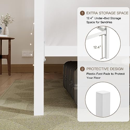 ikalido Full Size Metal Canopy Bed Frame, Heavy-Duty Support, White