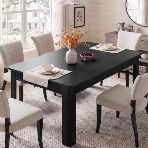 MapleGrace 63" Rectangle Dining Table for 4-6, Wooden Kitchen Table, Black