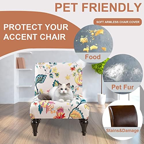 Eco-Ancheng Armless Chair Slipcover Removable Armless Accent Chairs Covers Washable Armless Slipper Chair Slipcover Printed Armless Chair Furniture Protector Covers for Living Dining Room Hotel