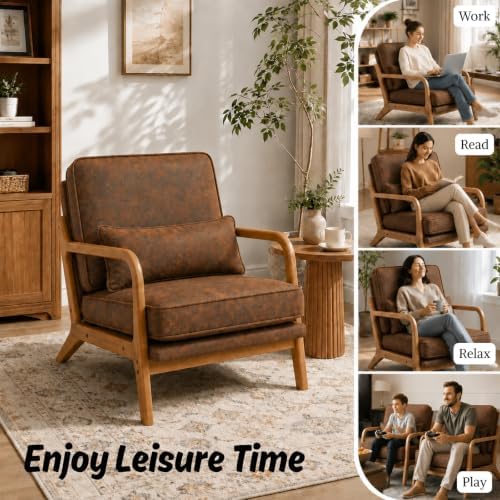 Karl home Mid-Century Modern Accent Reading Chair, Brown