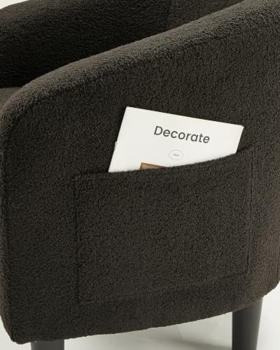GarveeHome Accent Chair with Ottoman, Boucle Barrel Armchair, Modern Club Chair with Stool for Bedroom Reading Room, Stylish Corner Chair, Black