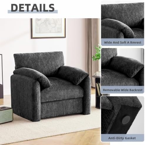 Howjoe Accent Chair for Living Room, Oversized Reading Armchair, Gray