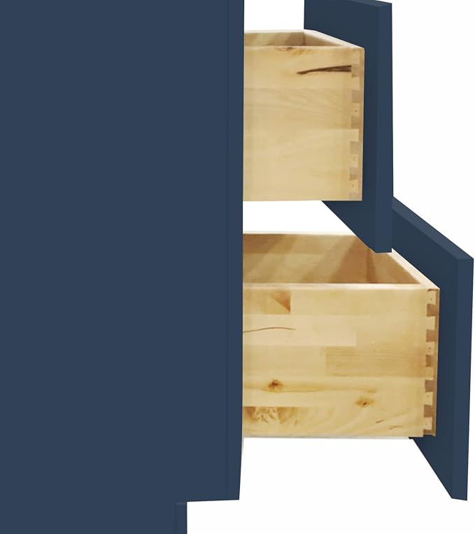 Riley & Higgs Navy Blue Shaker Double Sink Vanity, 60"Wx34.5"Hx21"D | Shaker-style double door base cabinet built for a 60-inch double-sink vanity setup