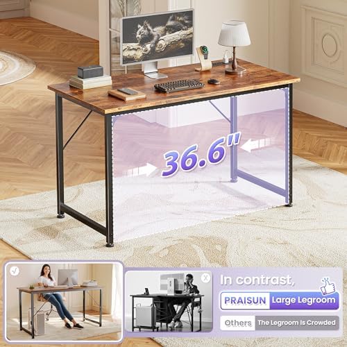 PRAISUN 40 X 20 Inch Computer Desk, Power Outlets, USB-C, Rustic Brown