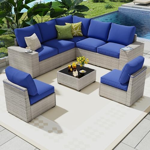 8 Piece outdoor patio sectional furniture set, Modern Modular outdoor sofa