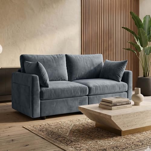 Iroomy Modular Sectional Loveseat Couch, Modern Chenille Sofa, Gray