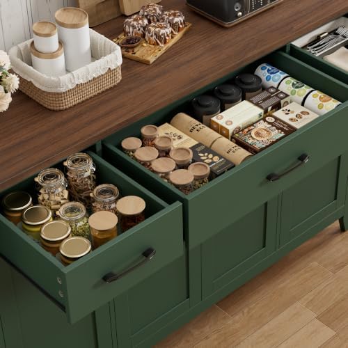 HORSTORS 55" W Buffet Cabinet with Storage, Kitchen Storage Cabinet, Green