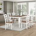 Lexicon 7-Piece Dining Set, Wooden Dining Table and 6 Chairs, Cherry/White