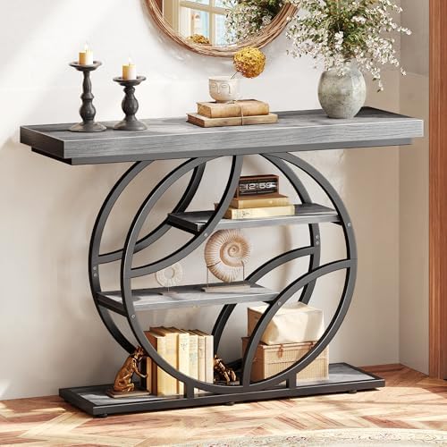 Huuger 41.3 Inch Entryway Table, Console Table with Shelves, Sofa Table