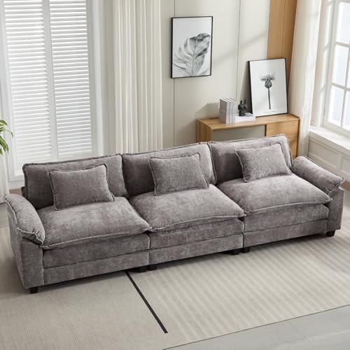 Oprisen 120" Modular Sectional Sofa, Comfy 3 Seater Deep Cloud Couch