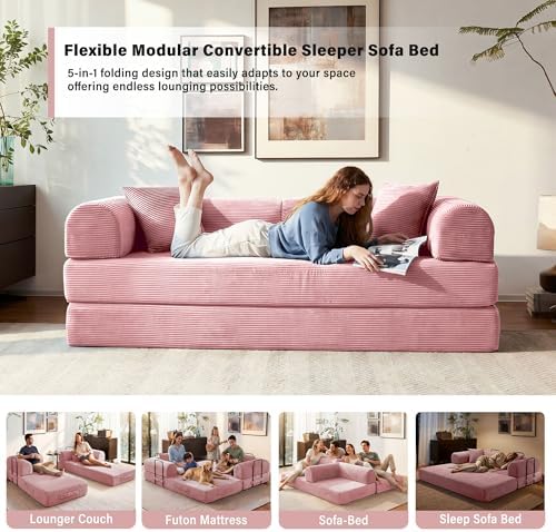 79" Convertible Sofa Bed, Boneless Sleeper Futon Couch for Living Room