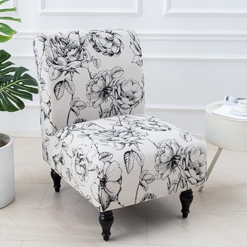 Eco-Ancheng Armless Chair Slipcover Removable Armless Accent Chairs Covers Washable Armless Slipper Chair Slipcover Printed Armless Chair Furniture Protector Covers for Living Dining Room Hotel