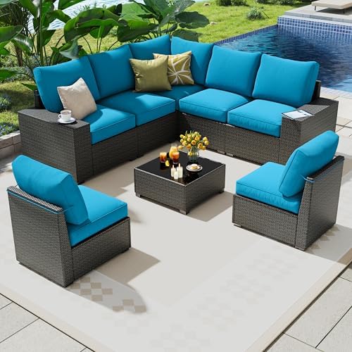 8 Piece outdoor patio sectional furniture set, Modern Modular outdoor sofa
