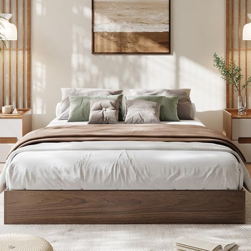 GarveeHome Wood Platform Bed Frame, Queen Bed Frame Without Headboard