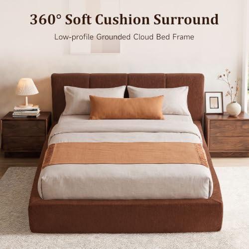 DNYN Queen Cloud Bed Frame with Cushion Headboard and 360° Foam Surround